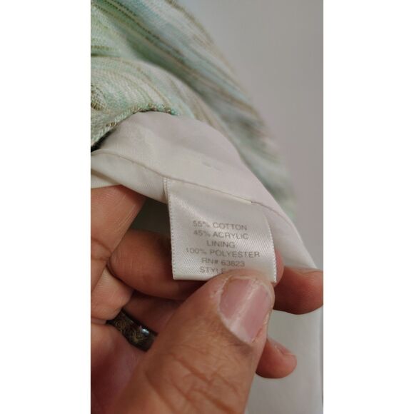 Christopher & Banks Women's Mint Green White and Brown Side Zip Midi Skirt SZ 14 - Picture 4 of 7